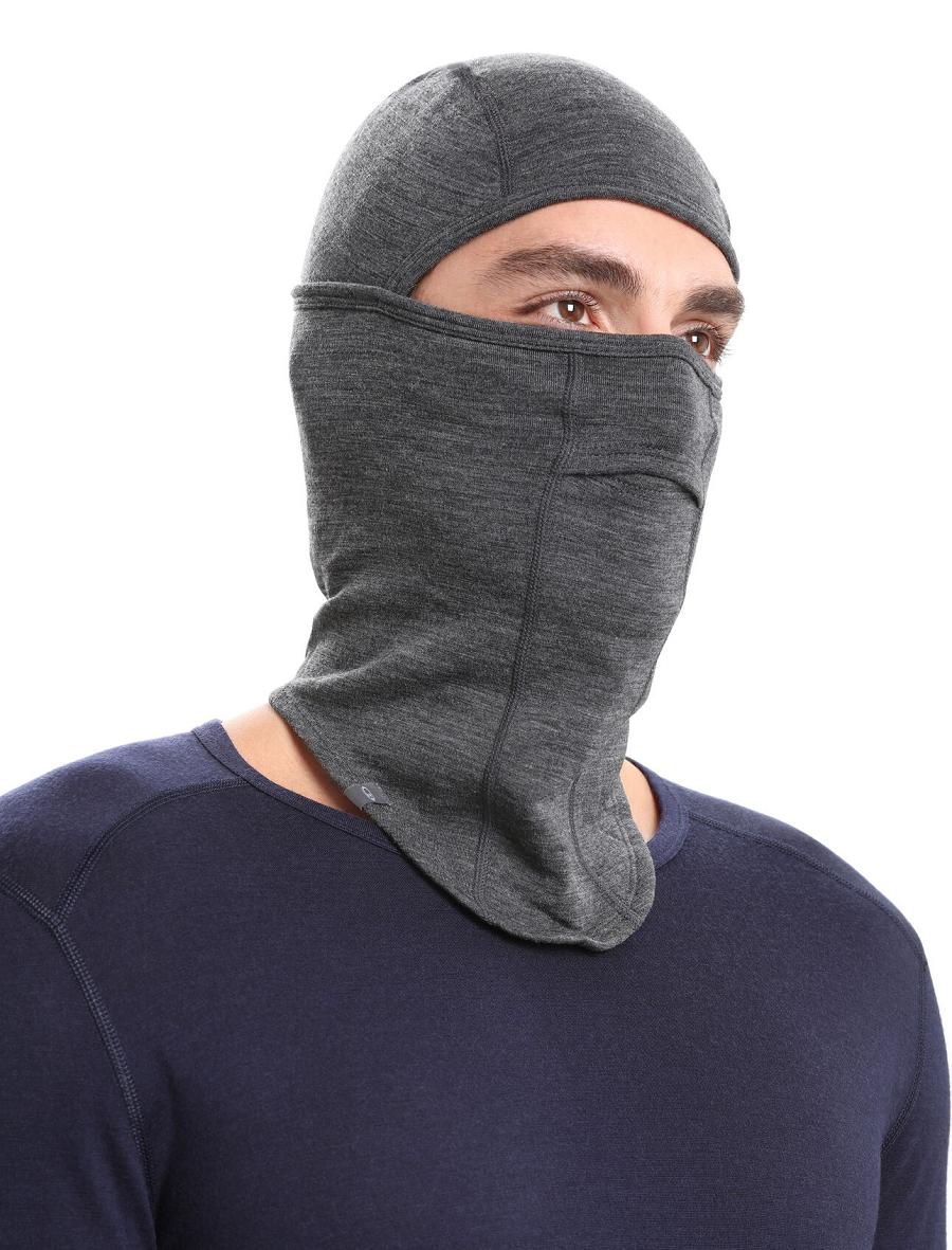 Jet Heather Men's Icebreaker Unisex Merino Apex Balaclava Headband | USA 1081QMAZ